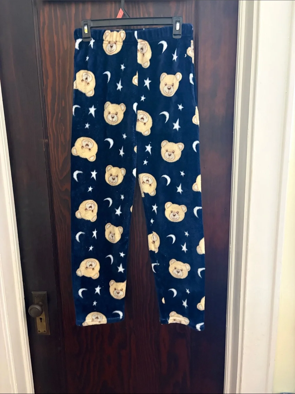 Kids Navy Bear Print Fleece Pajama Pants